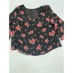 Lane Bryant 14/16 Rose Floral Blouse Whimsigoth Ruffle Bell Sleeve